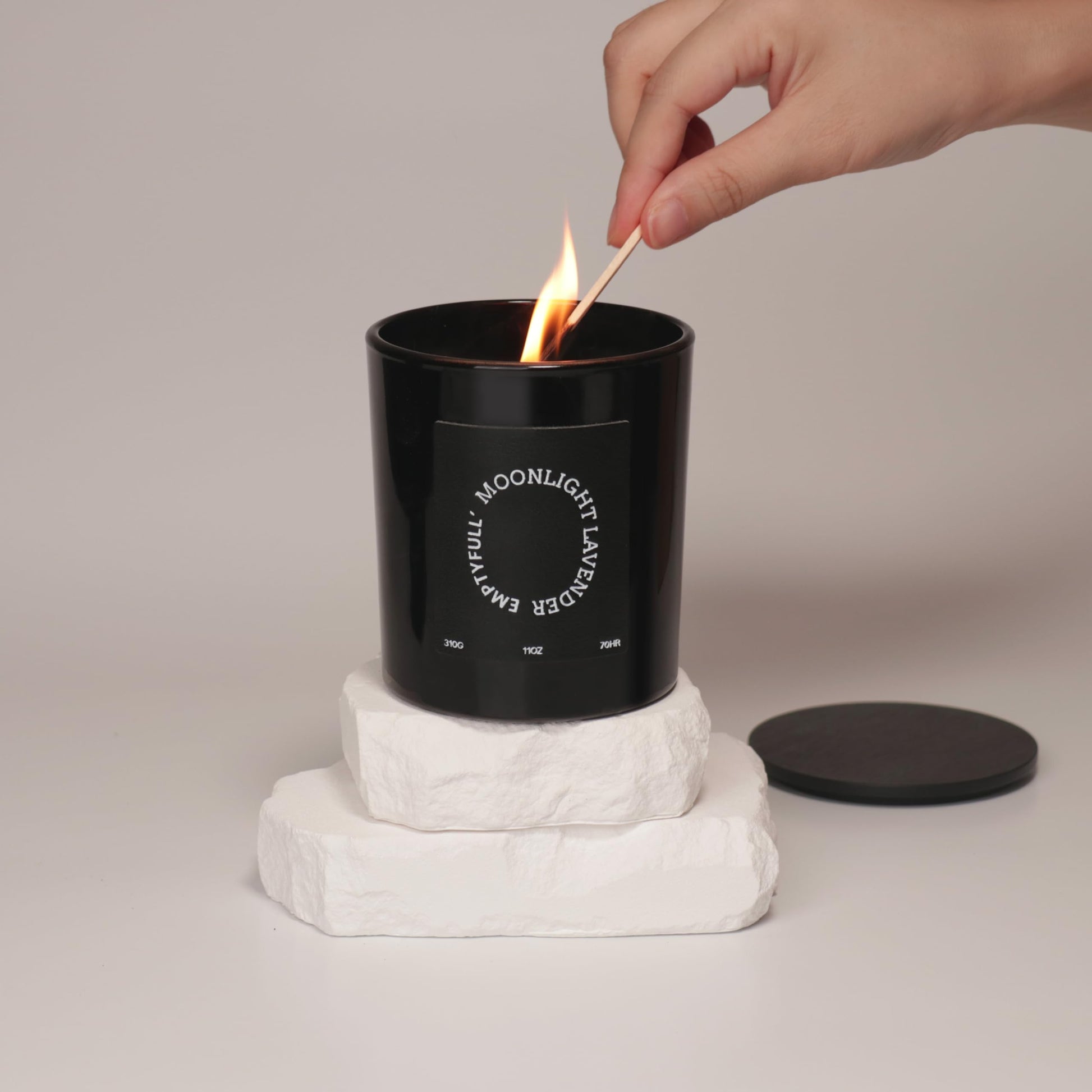 EMPTYFULL Lavender Scented Candles, Wood Wick, 11 oz Large Candle, Natural Soy Candles Emptyfull