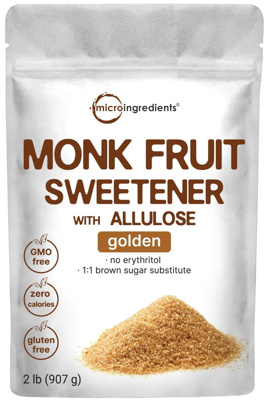 Golden Monk Fruit Sweetener with Allulose, 2 lbs | No Erythritol, No Aftertaste