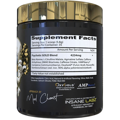 Insane Labz Psychotic Gold and Insane Veinz Gold Pre Workout Nitric Oxide Booster Stack