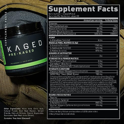 Kaged Original Pre Workout Powder | Krisp Apple | Pre-Kaged | Formulated with Creatine