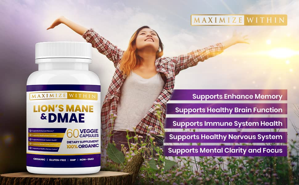 Lion's Mane & DMAE Capsules: Enhance Memory, Boost Mental Clarity