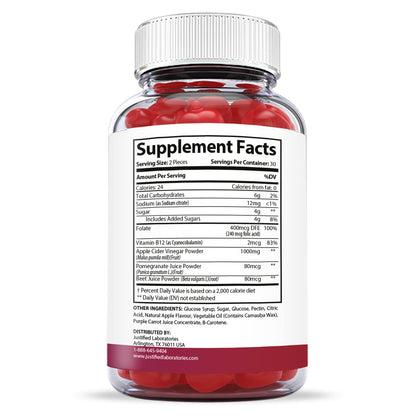 Justified Laboratories (5 Pack) Ketofitastic Keto Gummies 1000MG ACV with Pomegranate