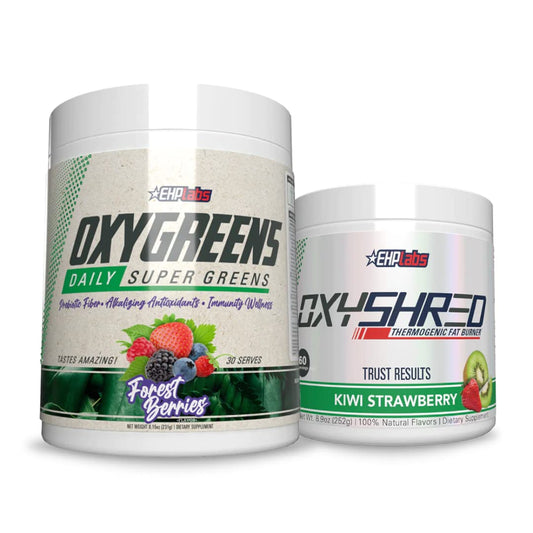 EHP Labs OxyShred + OxyGreens Bundle - Thermogenic Pre Workout Powder & Shredding