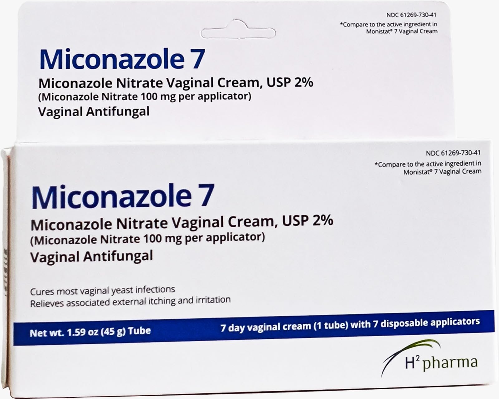 h2 pharma Miconazole 7 - Miconazole Nitrate Vaginal Cream, USP 2%, 1.59 oz Tube