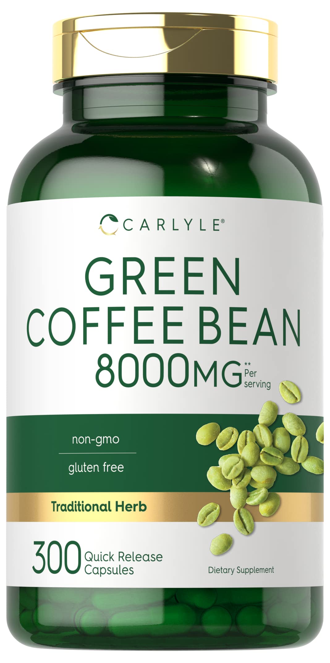 Carlyle Green Coffee Bean Extract | 8000 mg | 300 Capsules | Non-GMO and Gluten Free