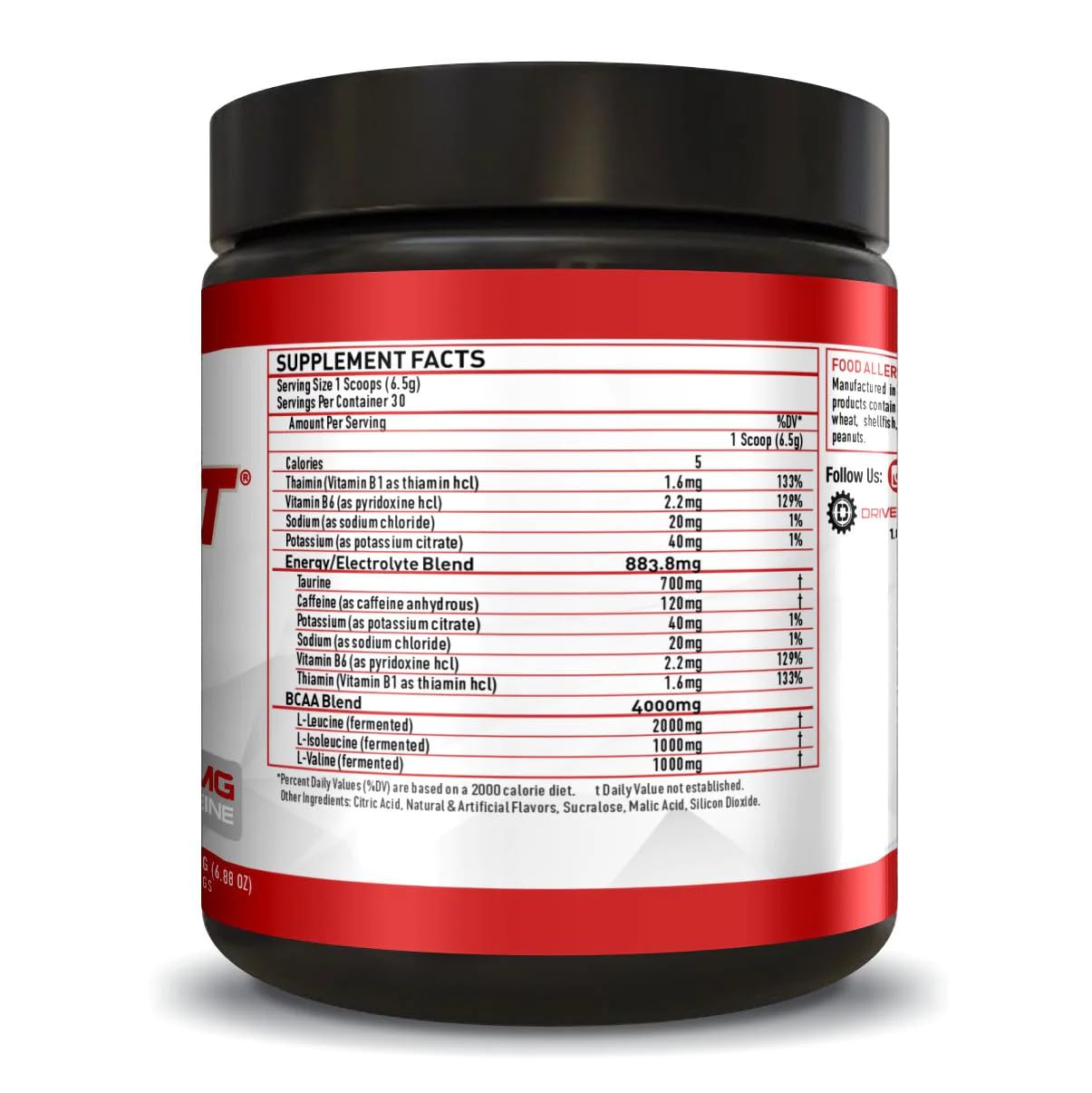 Driven Nutrition DYSRUPT: BCAA + Caffeine with Electrolytes: Sugar & Gluten Free Supplement- Improve Recovery, Burn More Fat, Increase Endurance, and Achieve Greater Focus