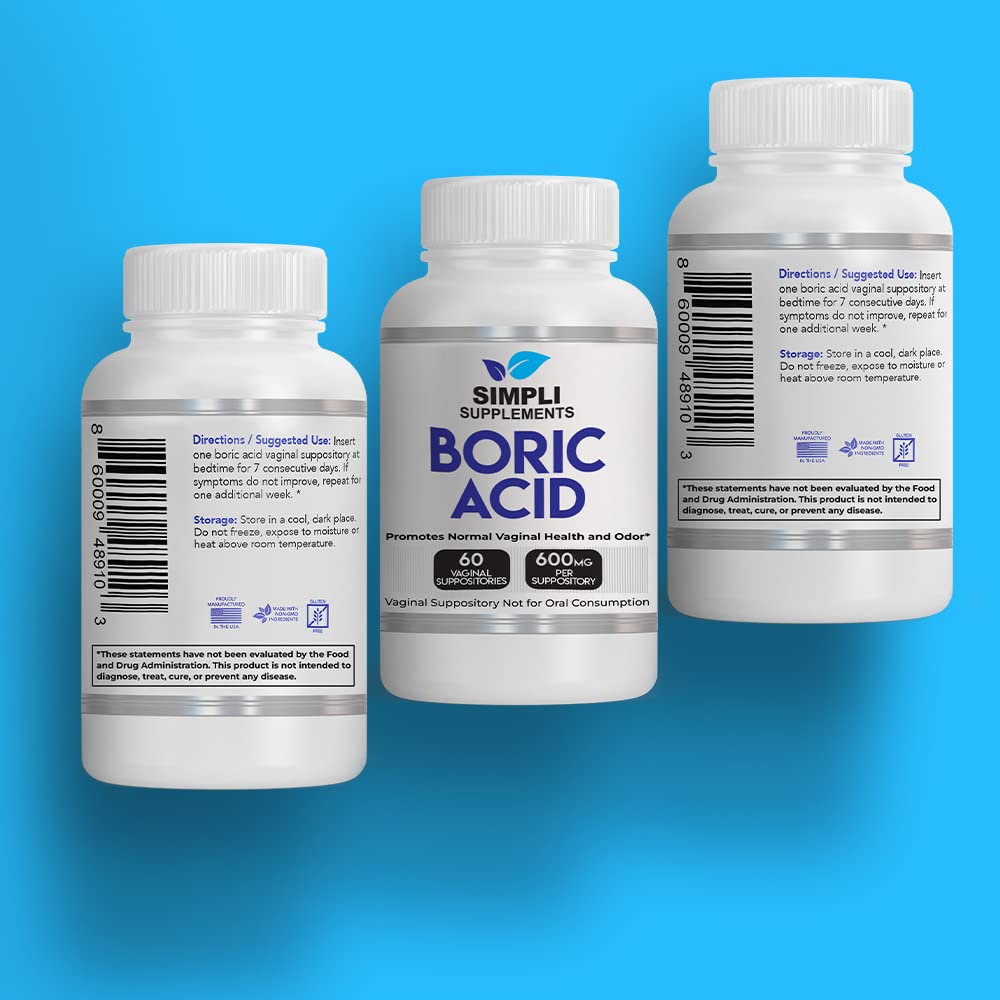 Simpli Supplements 60 Boric Acid Suppositories - Modern Support & Ancient Remedy - Scientifically Simpli Supplements