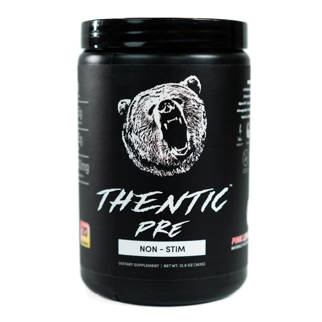THENTIC Caffeine Free Pre Workout - Naturally Flavored & Sweetened Nootropic Non-Stim