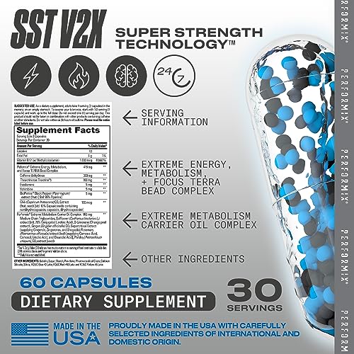 PERFORMIX - SST V2X - Pre Workout - 300 mg Caffeine - Energy Supple