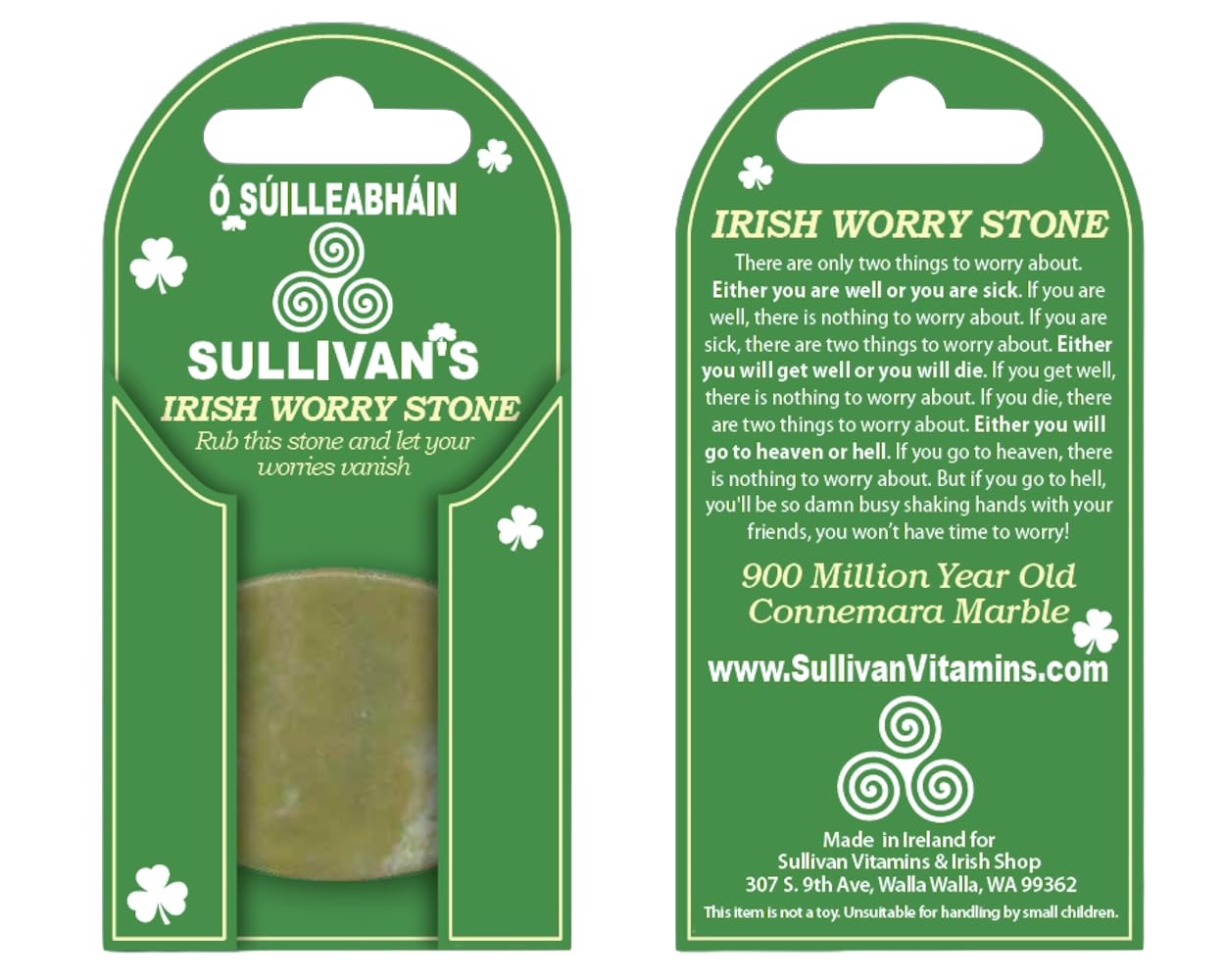 Ó SÚILLEABHÁIN SULLIVAN’S Connemara Marble Worry Stone 100% Irish MADE IN IRELAND