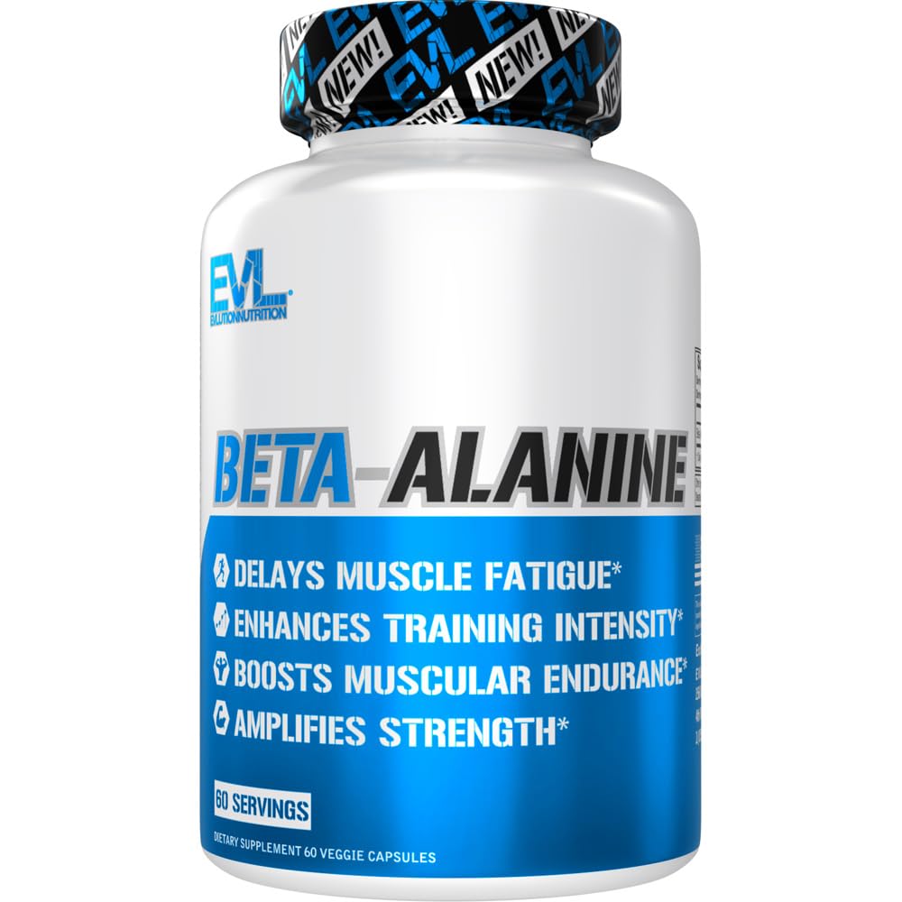 Evlution Nutrition Beta-Alanine Capsules - Enhance Training Intensity - 60 Count Beta