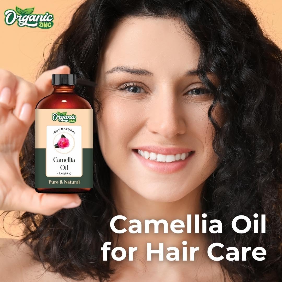 Organic Zing Camellia (Camellia Japonica) Oil | Pure & Natural Carrier Oil for Skincare, Hair Care & Massage ORGANIC ZING