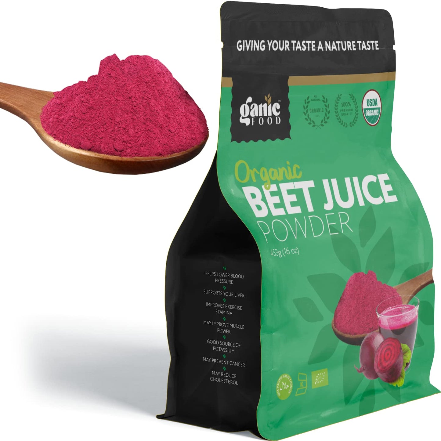 Ganic Food Organic Beet Root Juice Powder, 16 Ounces