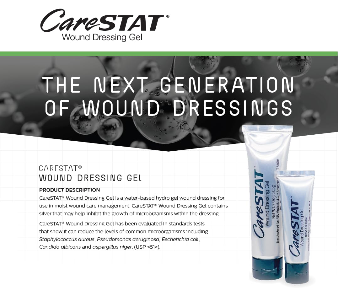CareSTAT First Aid Kit Gel | 32 PPM Silver Healing Wound Dressing Solution | SilverSol Ag CareSTAT