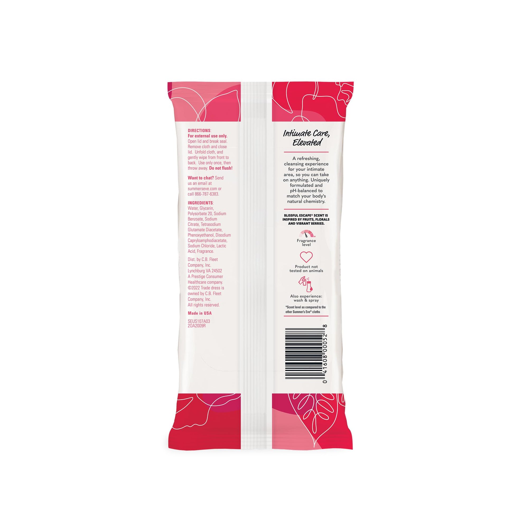Summer's Eve Blissful Escape Daily Refreshing Feminine Wipes, Removes Odor, pH balanced, 32 Count Summer's Eve