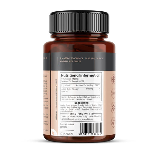 Double Strength Apple Cider Vinegar 1000mg x 180 Tablets (6 Months Supply)