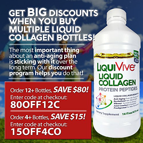 LiquiVive Liquid Collagen Protein Peptides Concentrate | Pure Hydrolyzed Super Multi Collagen Life Miracle