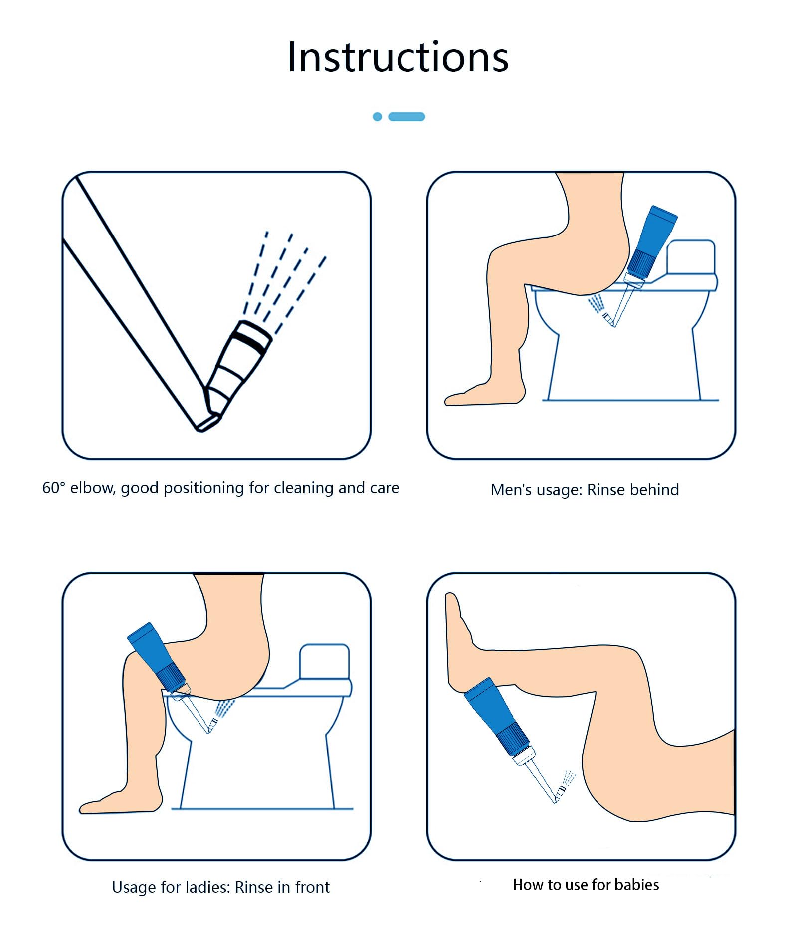 Portable 11.8 Oz Bidet, Feminine Care Irrigator, Retractable Nozzle Travel Bidet with 60° Elbow XYJunTech