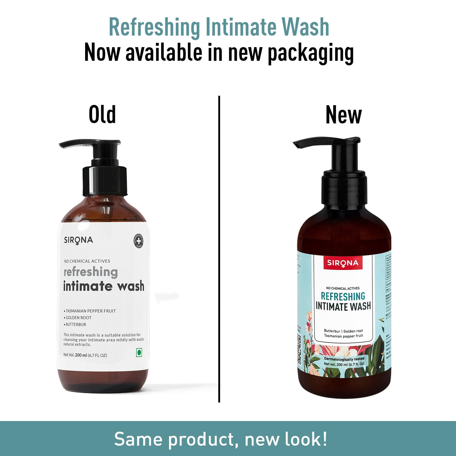 Sirona Natural Refreshing Feminine Wash - 6.7 Fl Oz (200 ml) | No Chemical, No Irritation, pH Balanced Intimate Sirona