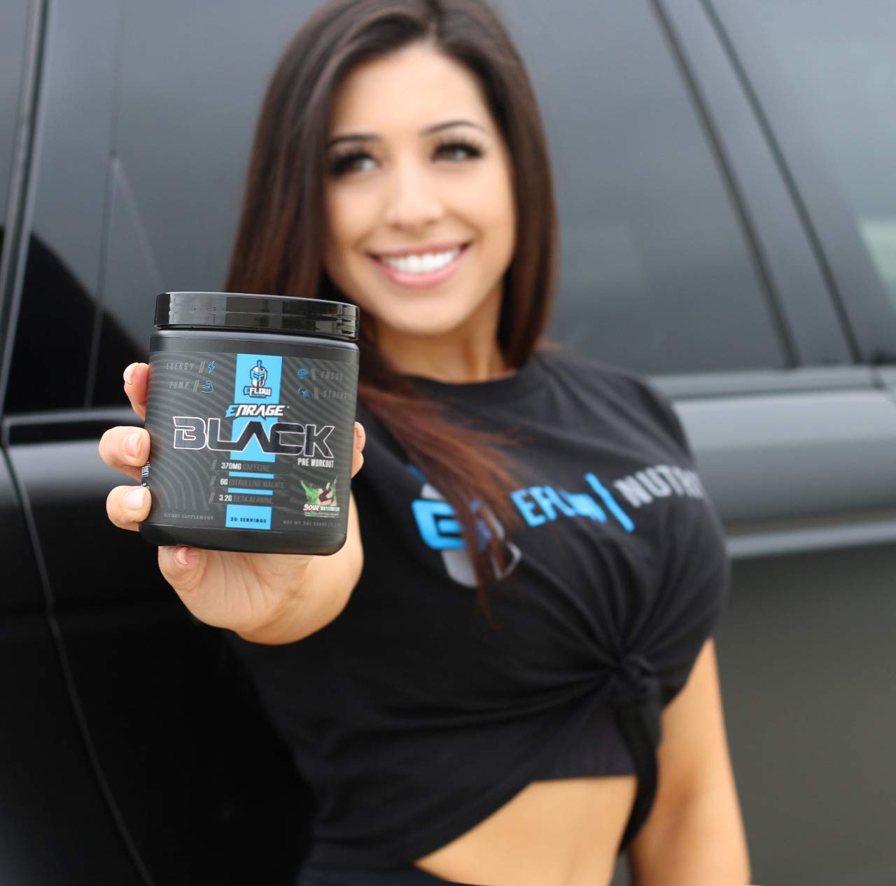 eFlow Nutrition Enrage Black High Stimulant Pre Workout Supplement - Preworkout Powder to Boost Energy, Pumps and Strength - 4 Flavors (30 Servings) (Sour Watermelon)