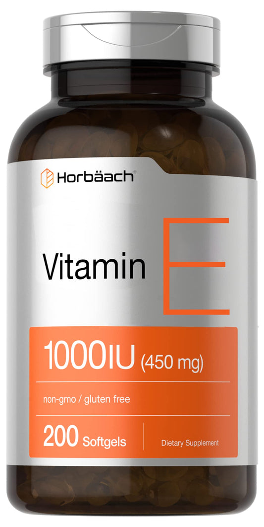 Vitamin E 1000 IU Softgel Capsules | 200 Count | Non-GMO, Gluten Free, Preservative Free