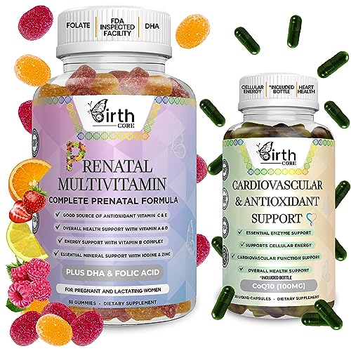 Prenatal Vitamins, Fetal Development, Folate, DHA, CoQ10, Daily Multivitamin Gummy, Folic Acid Birth Core