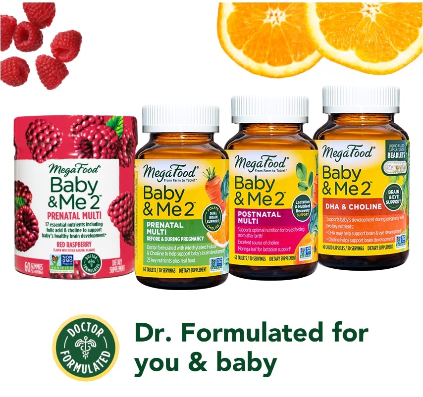 MegaFood Baby & Me 2 Postnatal Vitamins for Breastfeeding Moms with Folate