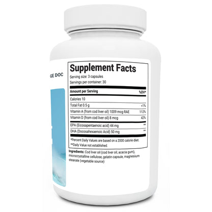 Dr. Berg Cod Liver Oil Capsules - New Formula Without OxBile - Rich in Omega-3 Fatty