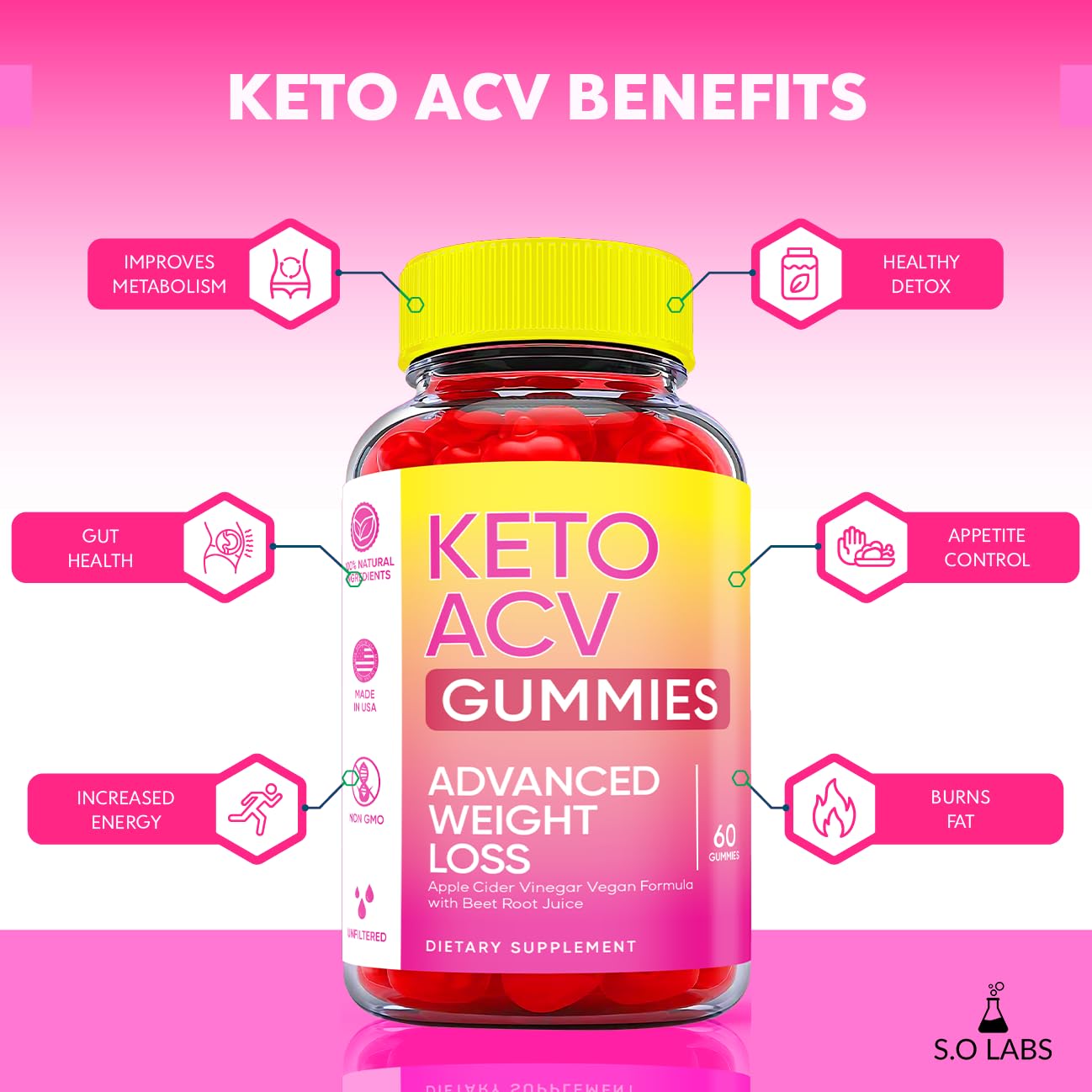 Keto ACV Gummies Advanced Weight Loss, ACV Supplement Work Fast Women Plus Men (2 Pack)