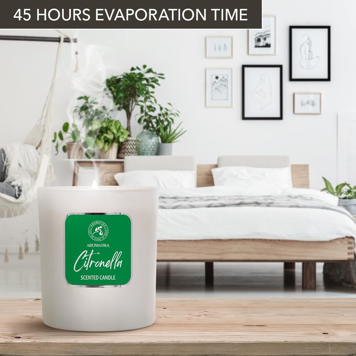 Scented Candle Citronella 200g - Aromatherapy Candle - Soy Wax Candles for Home Scented AROMATIKA