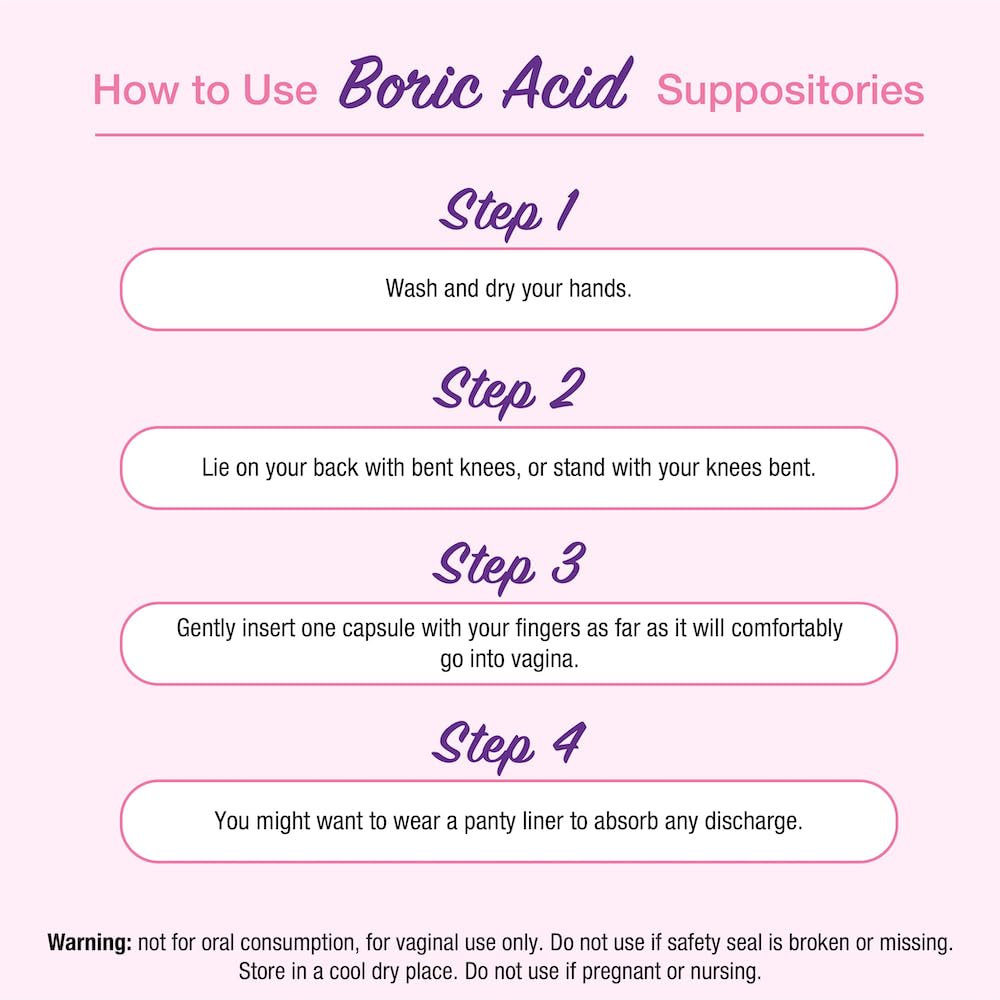 Puregen Labs Boric Acid 600 mg Vaginal Suppositories - 100% Pure | All Natural Without Dyes or Fillers P Puregen Labs