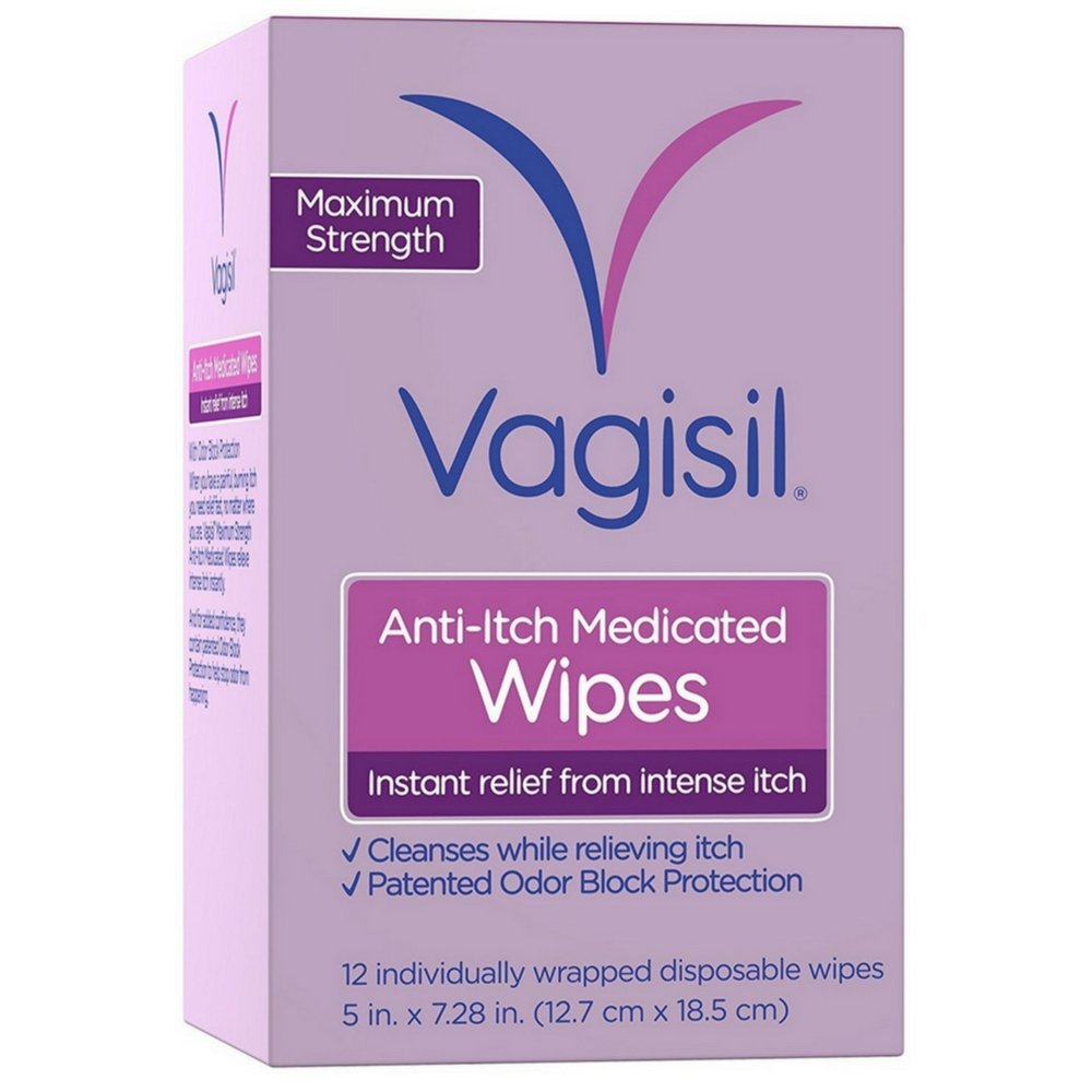 Vagisil Anti-Itch Medicated Wipes, Maximum Strength 12 ea (Pack of 12)