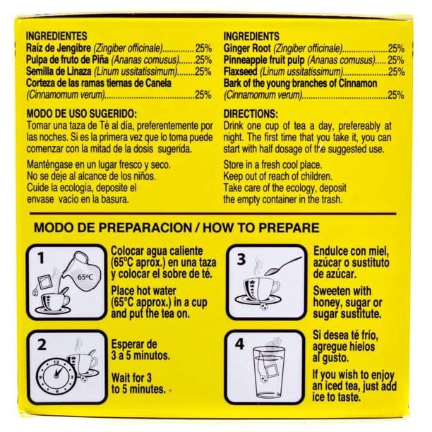 Tea CHUPA Panza, Tea Based ONGINGER Root, PINNEAPPLE, Flaxseed & Cinnamon GN+Vida