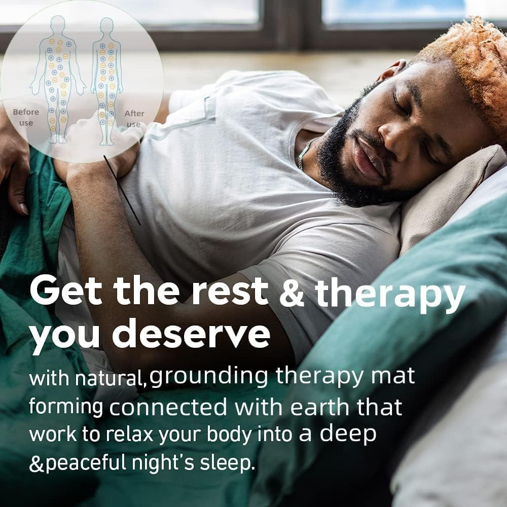 Grounding Mat for Sleeping, Grounding Sheet forBed, Earth Mat Connected for Pain Relief FOPPON