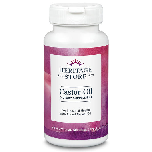 HERITAGE STORE Castor Oil Supplement 725 mg, Healthy Cleansing, Intestinal Balance 