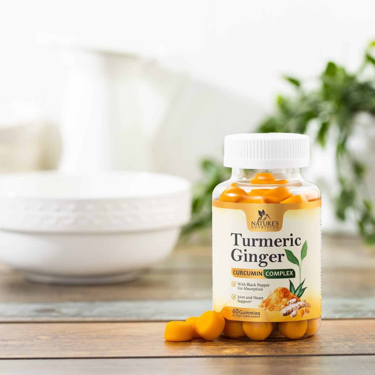 Turmeric Ginger Gummies - Vegan Turmeric Curcumin Gummy with 95% Curcuminoids