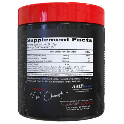 Insane Labz I am God Pre Workout, High Stim Pre Workout Powder Loaded with Creatine