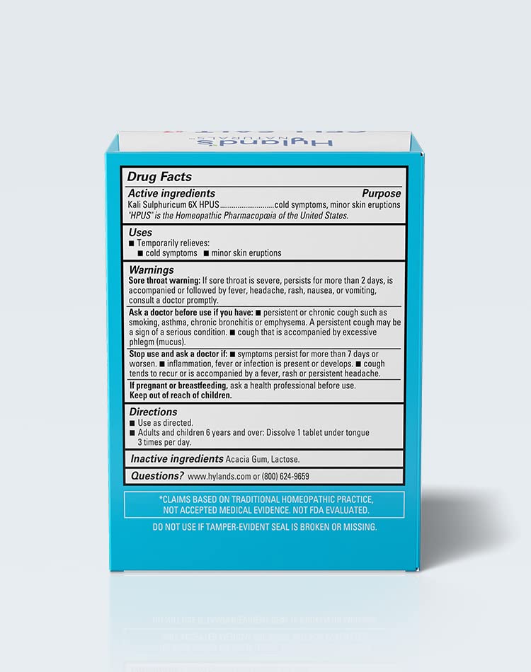 Hyland's Naturals No. 7 Cell Salt Kali Sulph 6X Tablets, Cystic Acne and Acne Scare Treatment Hyland's