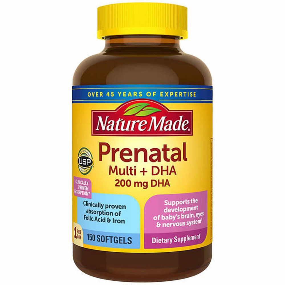 Nature Made Prenatal Multi Folic Acid + 200mg DHA, Prenatal Vitamin and Mineral Supplement