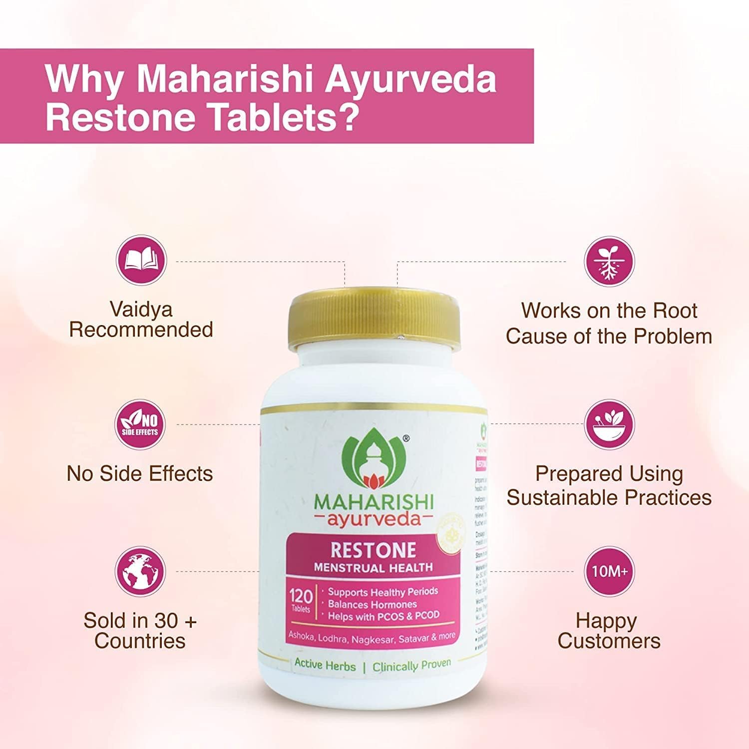 OTAA Ayurveda Restone Tablets | Shatavari PCOD PCOS Supplements for Women | Supports Healthy Periods Generic