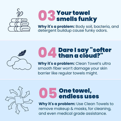 Clean Skin Club Clean Towels XL, Biodegradable Dermatologist Approved