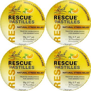 RESCUE Bach PASTILLES, Orange and Elderflower Flavor, Natural Stress RESCUE