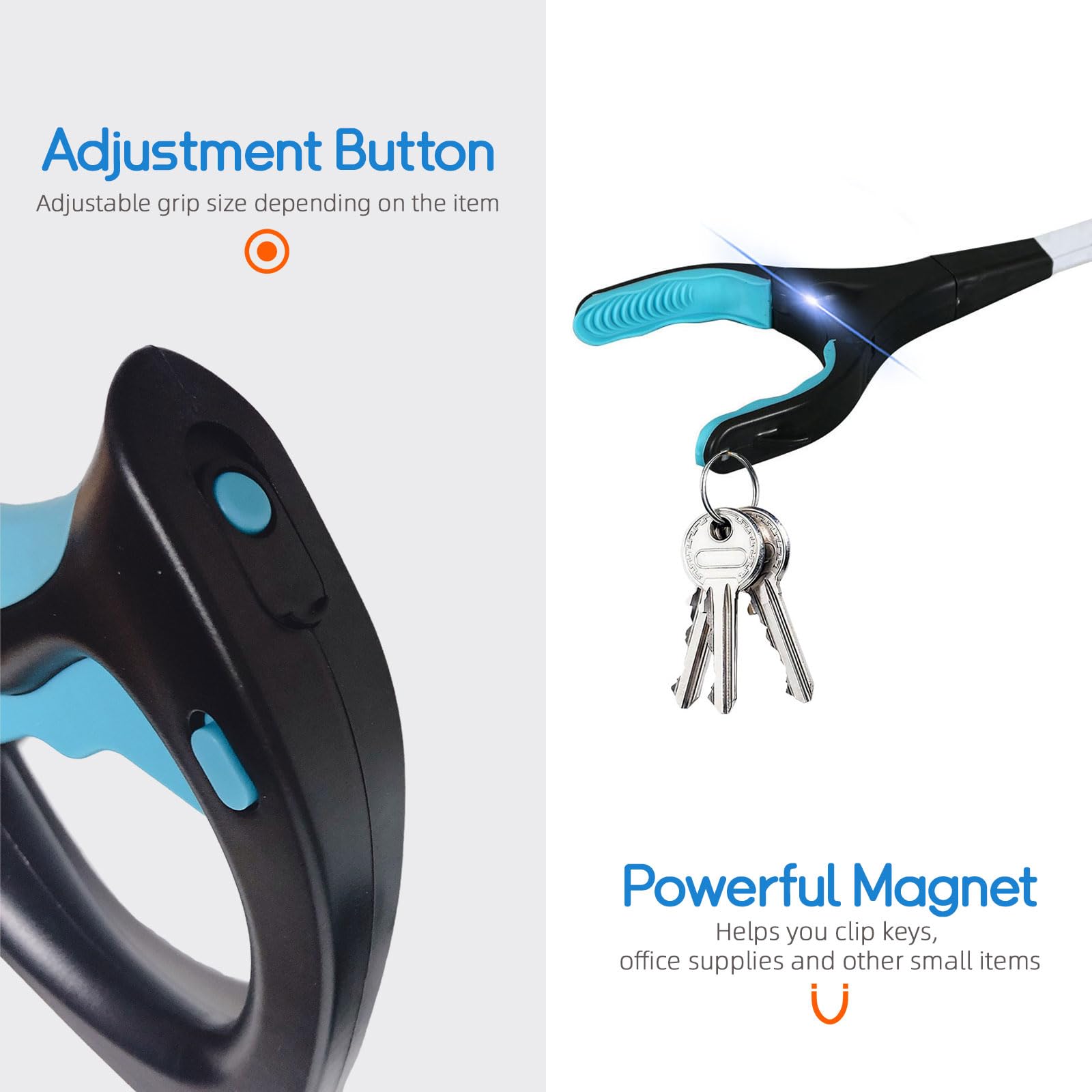 Grabber Reacher Tool, 32" Pick Up Stick Grabber with LED for Elderly and Lightweight Trash Picker Campsie