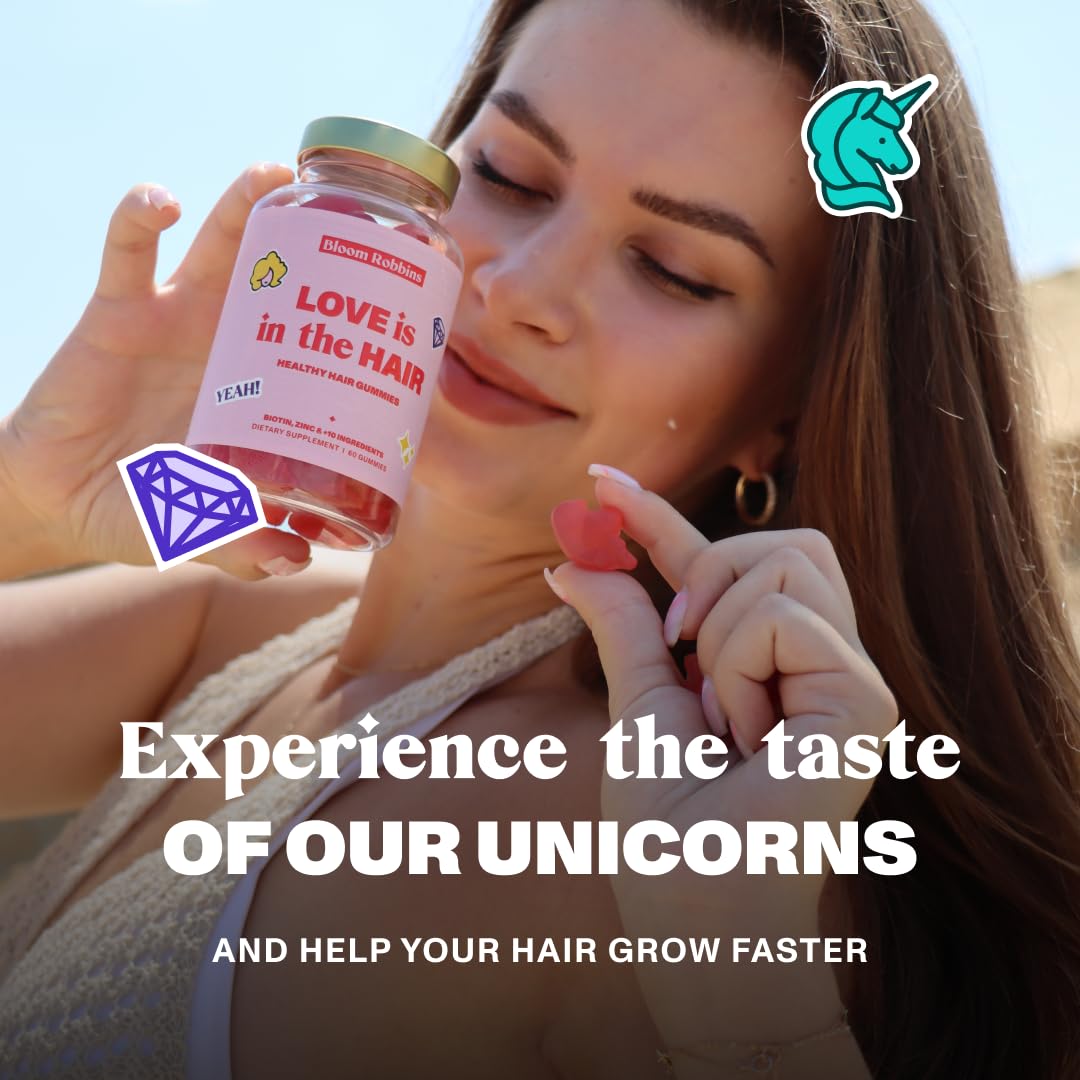 Bloom Robbins 60 Hair Gummies for Faster Hair Growth Vitamins for Women & 5000 MCG Bloom Robbins