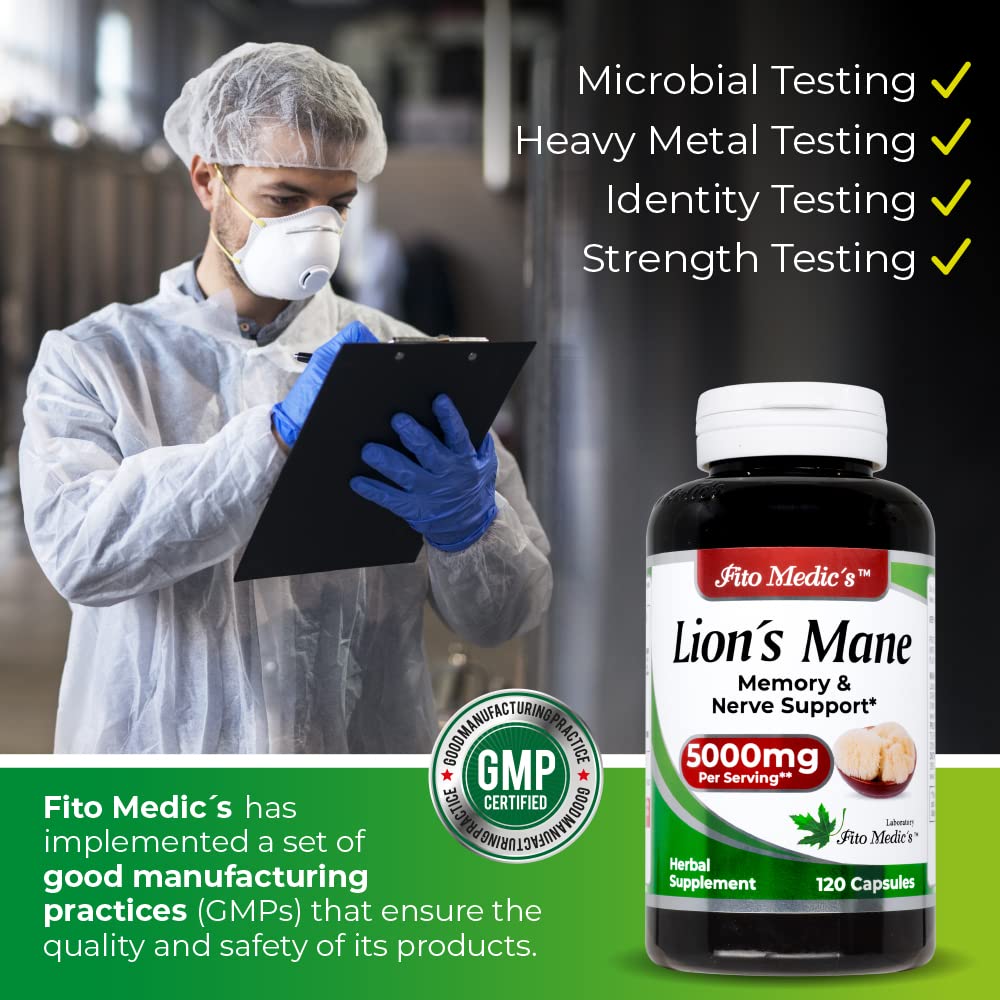 Lab | Lions Mane | 5000 mg per Serving | 120 Capsules | lions mane supplement | lions mane