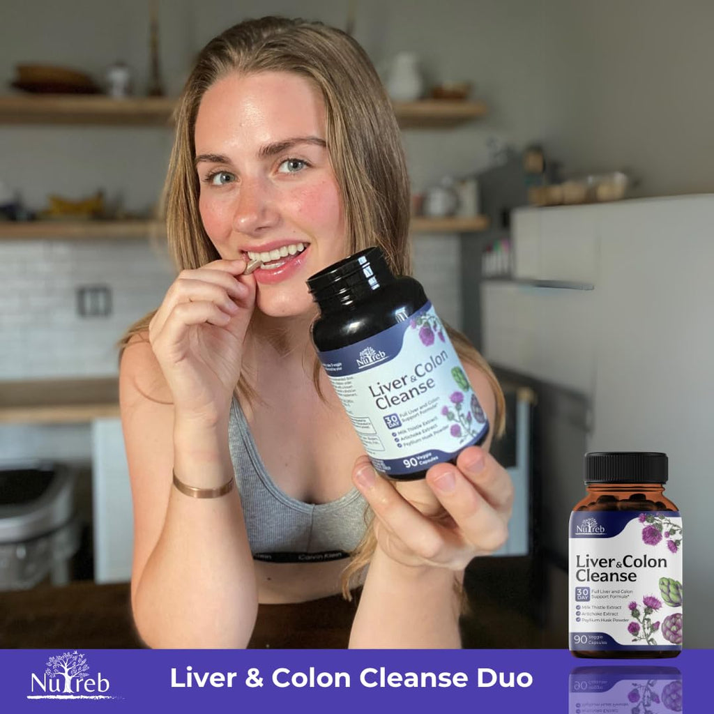 Liver Cleanse Detox & Repair with Colon Cleanse - Milk Thistle, Dandelion Root, Psyllium Husk Fiber