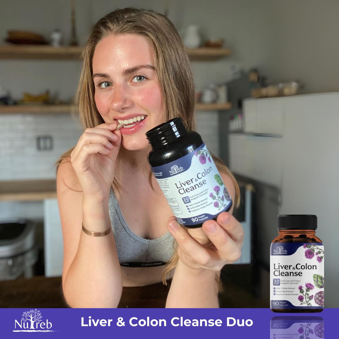 Liver Cleanse Detox & Repair with Colon Cleanse - Milk Thistle, Dandelion Root, Psyllium Husk Fiber