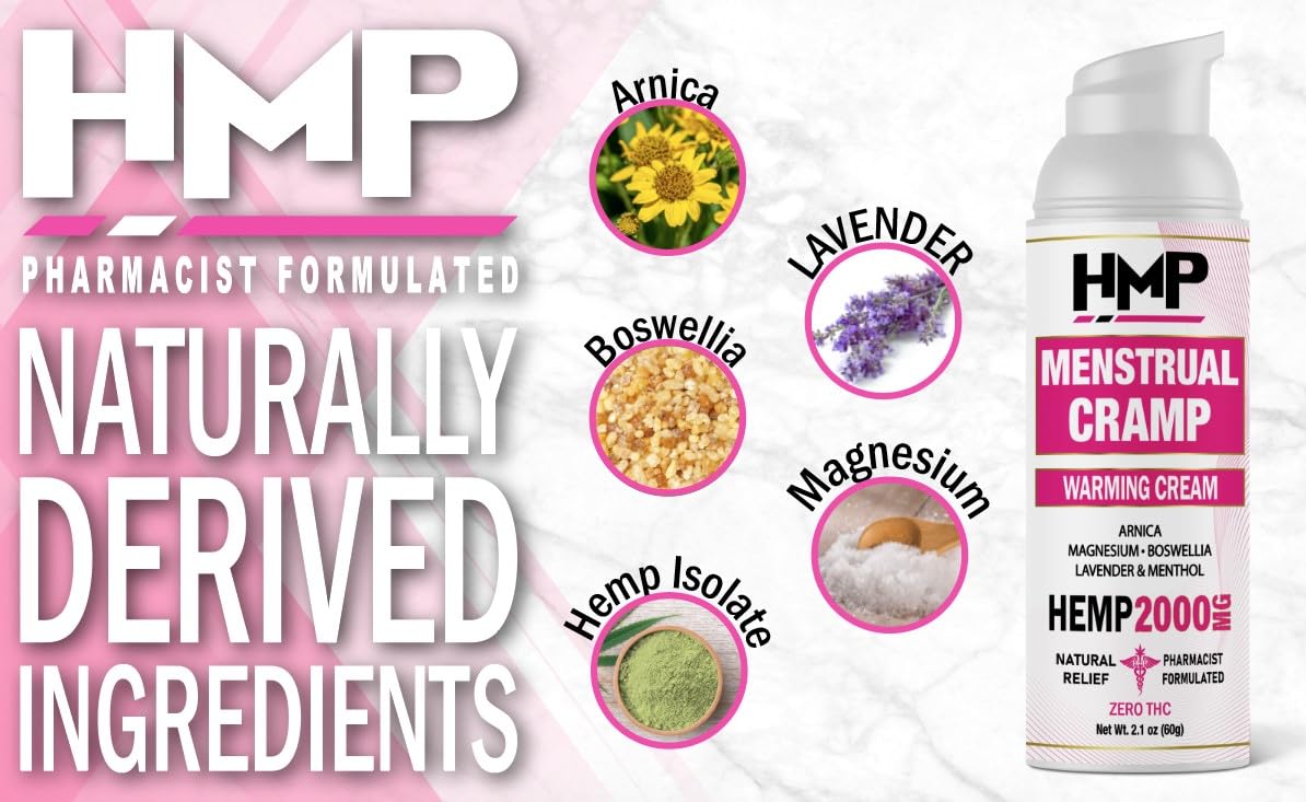 HMP BRANDS Menstrual Cramp Hemp Cream Supports Period Cramps Including Pre - Menstrual Cramp HMP BRANDS