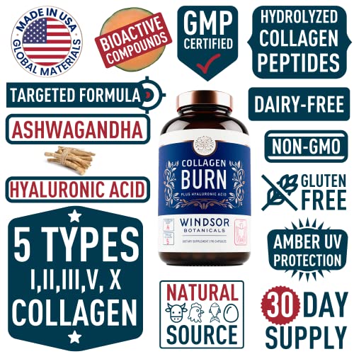 Thermogenic Multi Collagen Burn Capsules - Hydrolyzed Multi Collagen Complex Types WINDSOR BOTANICALS
