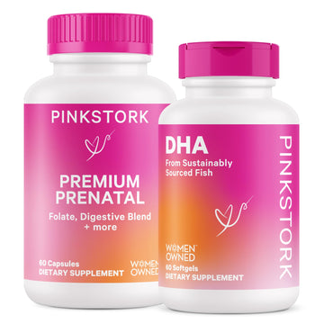 Pink Stork Premium Prenatal Duo: Premium Prenatal Vitamin + DHA, Prenatal Probiotics for Women